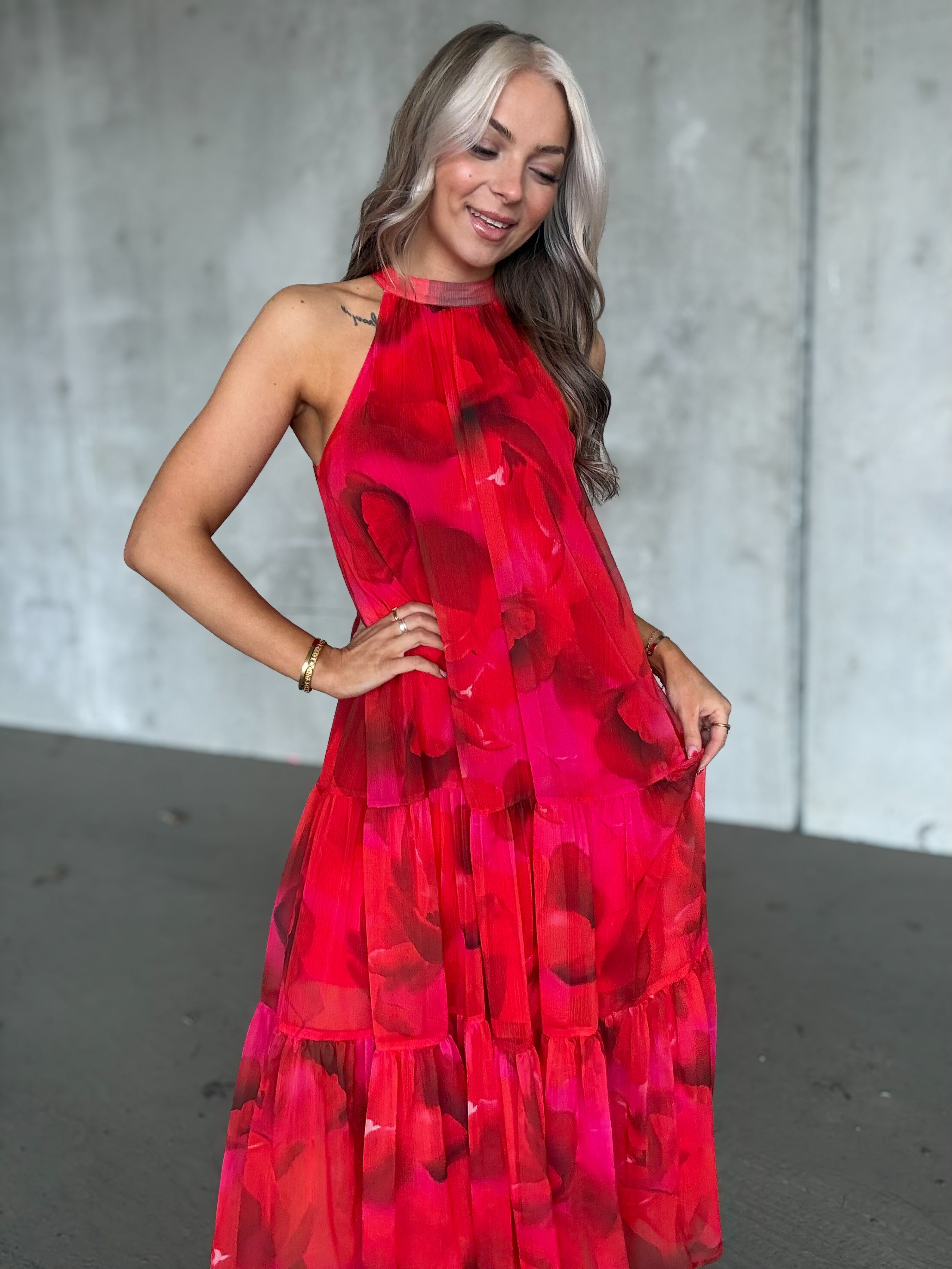 VICHIFINA Long Dress - Hibiscus